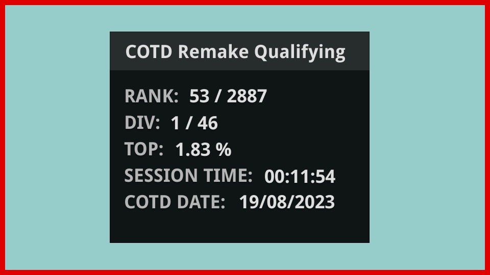 COTD Remake Qualifying