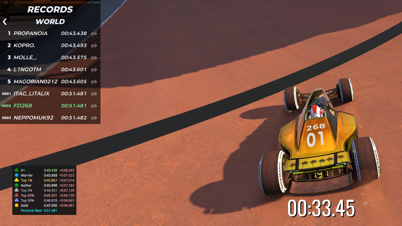 An example of custom medals shown in the bottom-left corner of the screen.